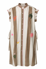 Load image into Gallery viewer, Embroidered Stripe Shirt Dress