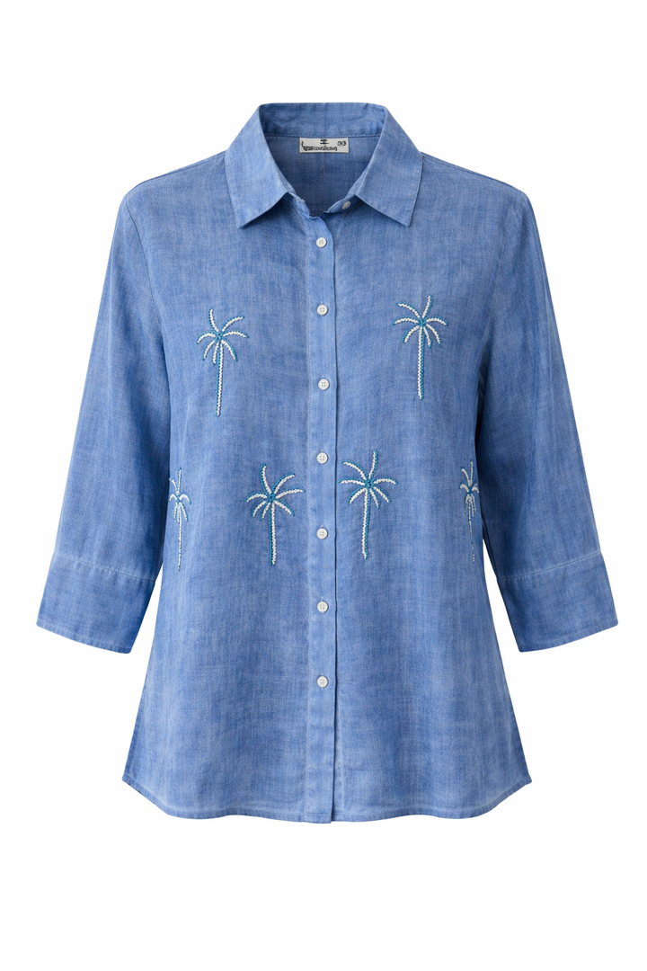 Embroidered Short Shirt Blouse