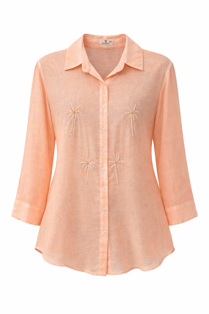 Embroidered Short Shirt Blouse
