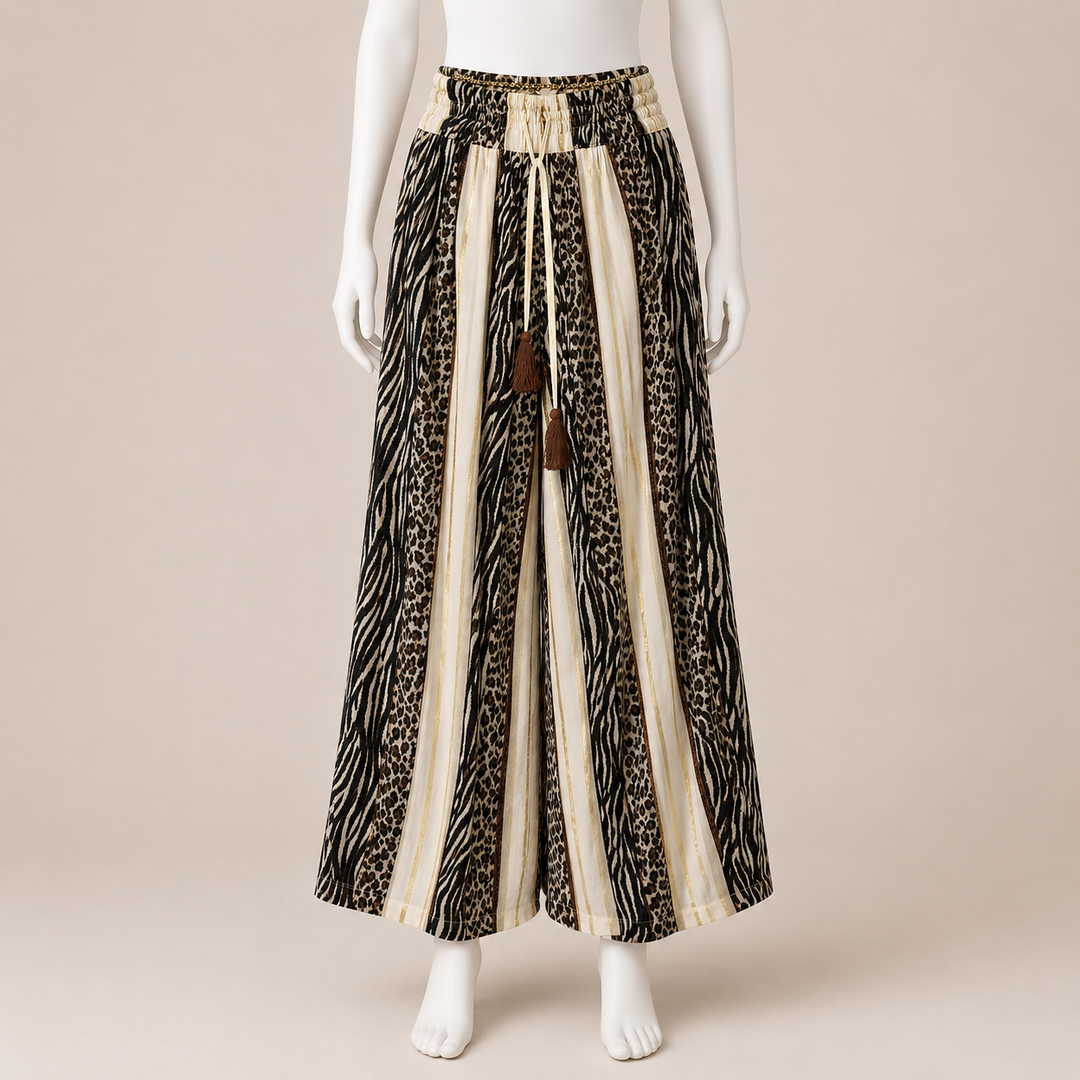 Women Shimmer Striped Wide Leg Pants