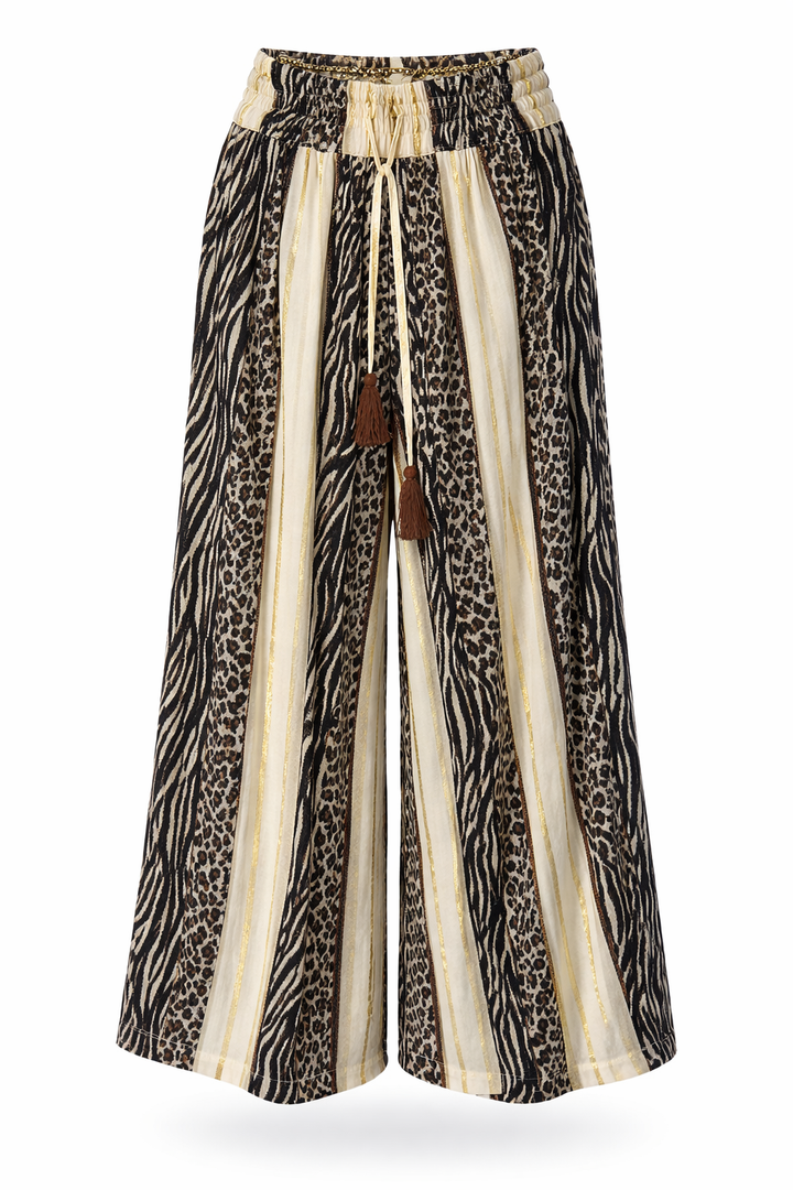 Women Shimmer Striped Wide Leg Pants