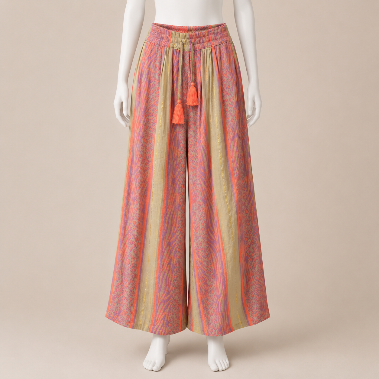 Women Shimmer Striped Wide Leg Pants