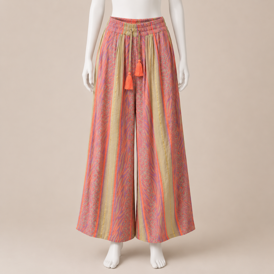 Women Shimmer Striped Wide Leg Pants