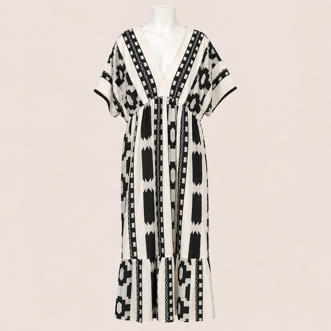 Women Printed Short Sleeve Maxi Dress