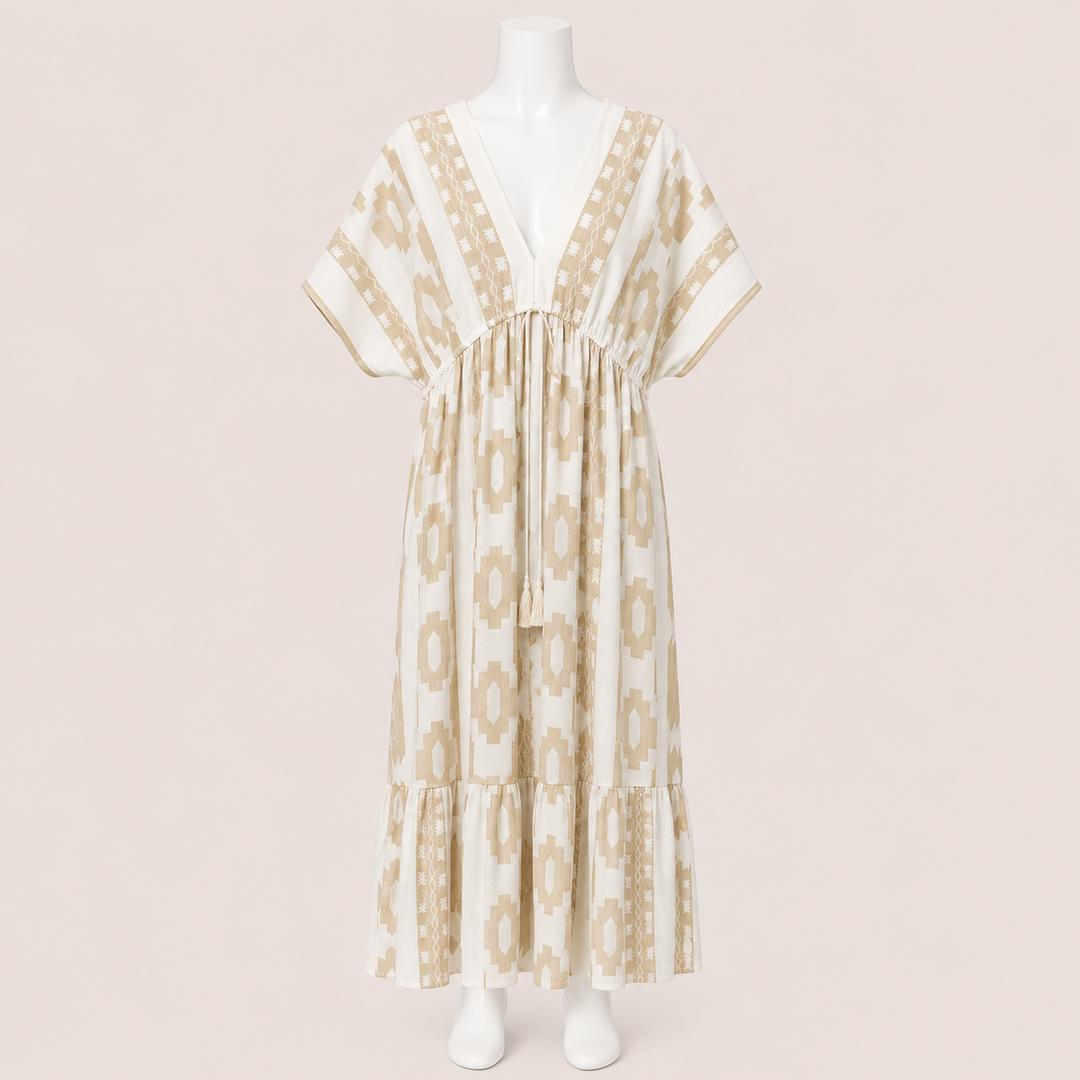 Women Printed Short Sleeve Maxi Dress