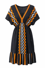 Load image into Gallery viewer, Geometric V-Neck Midi Dress