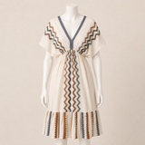 Geometric V-Neck Midi Dress