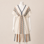 Geometric V-Neck Midi Dress