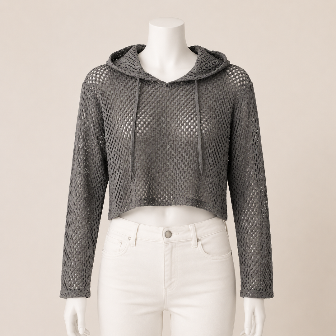 Cropped Mesh Hoodie