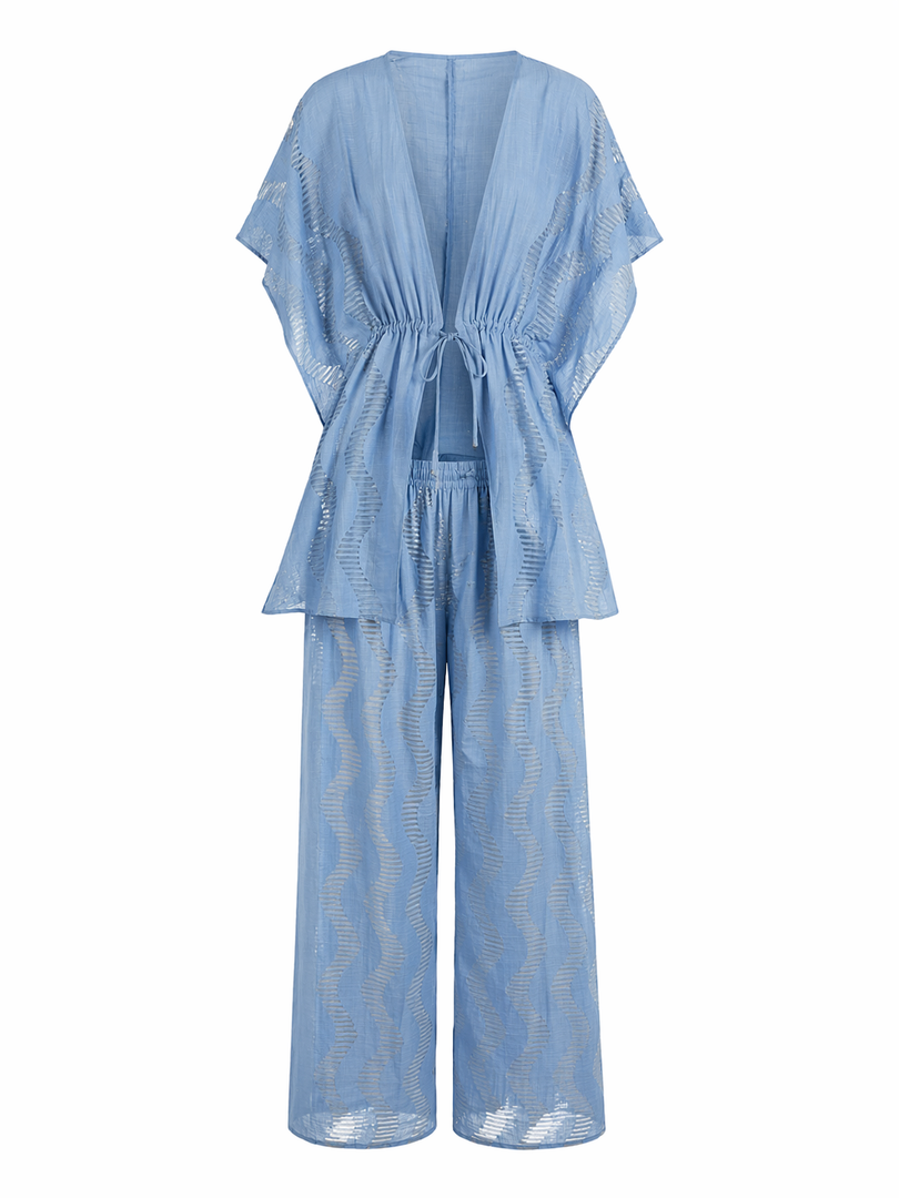 Wavy Texture Loose Top and Pants Set