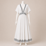 Detailed V-Neck Midi Dress