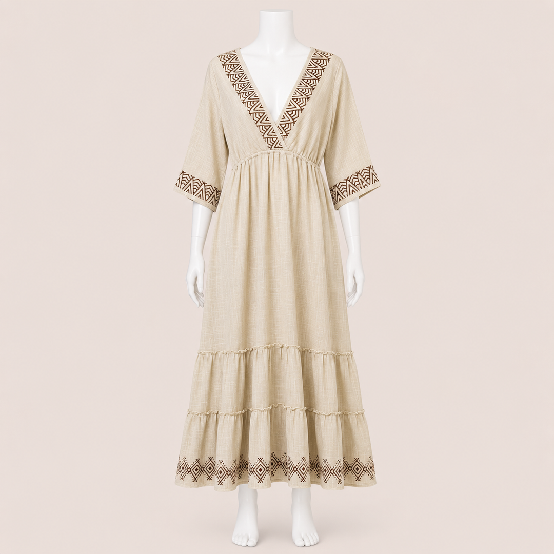 Women Tiered Embroidered Midi Dress