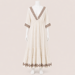 Load image into Gallery viewer, Women Tiered Embroidered Midi Dress