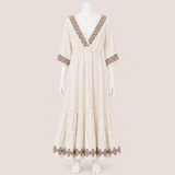 Women Tiered Embroidered Midi Dress