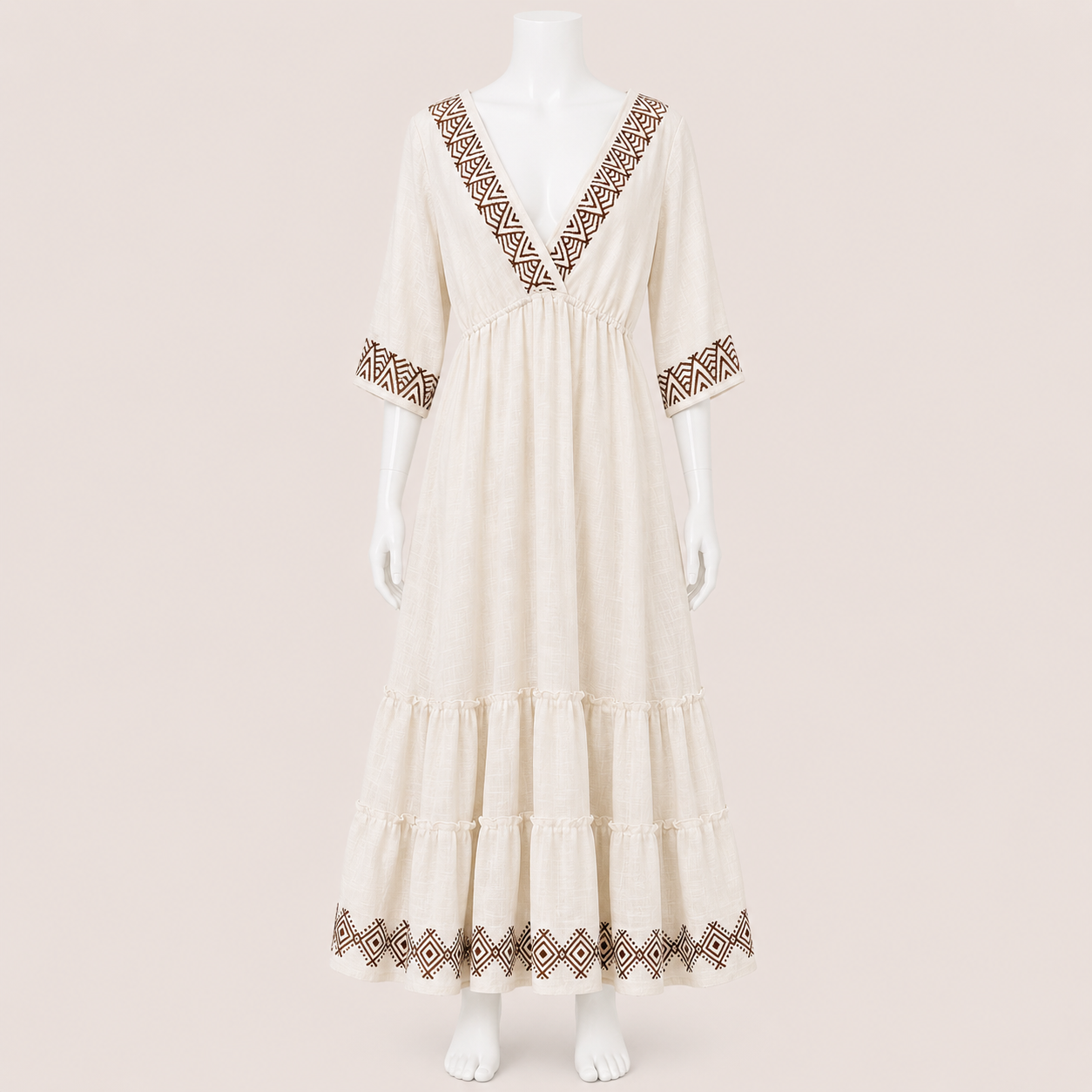 Women Tiered Embroidered Midi Dress