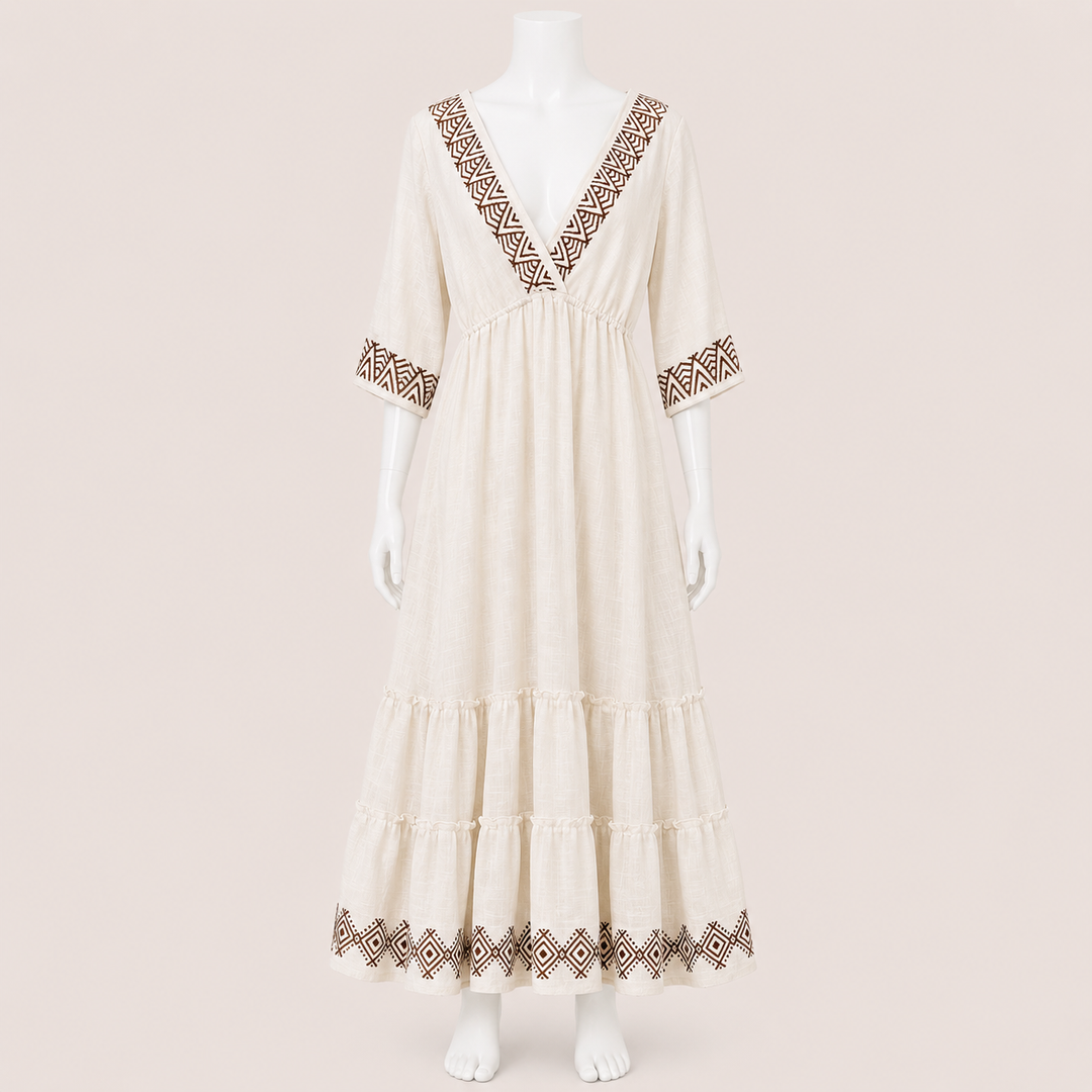 Women Tiered Embroidered Midi Dress