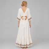 Women Tiered Embroidered Midi Dress