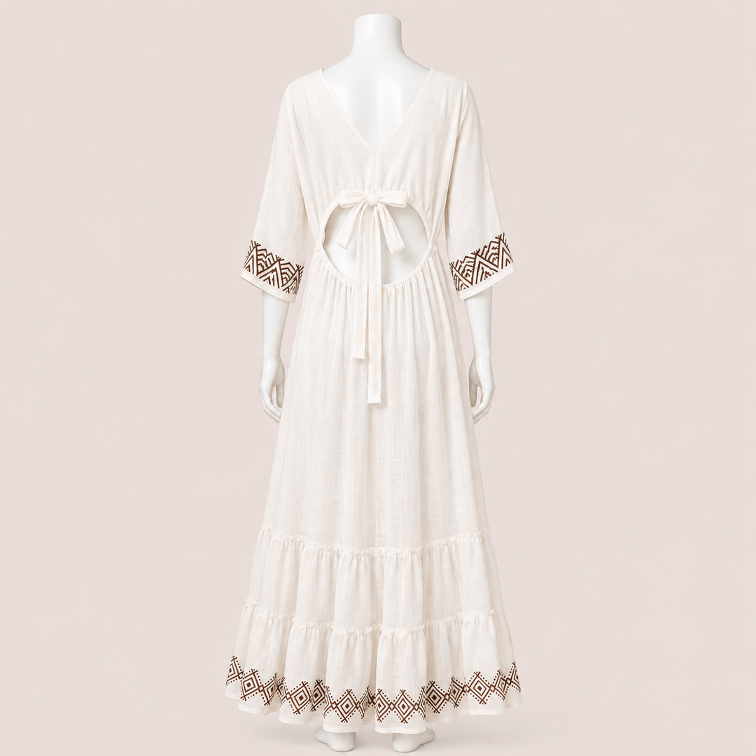 Women Tiered Embroidered Midi Dress