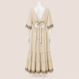 Women Tiered Embroidered Midi Dress