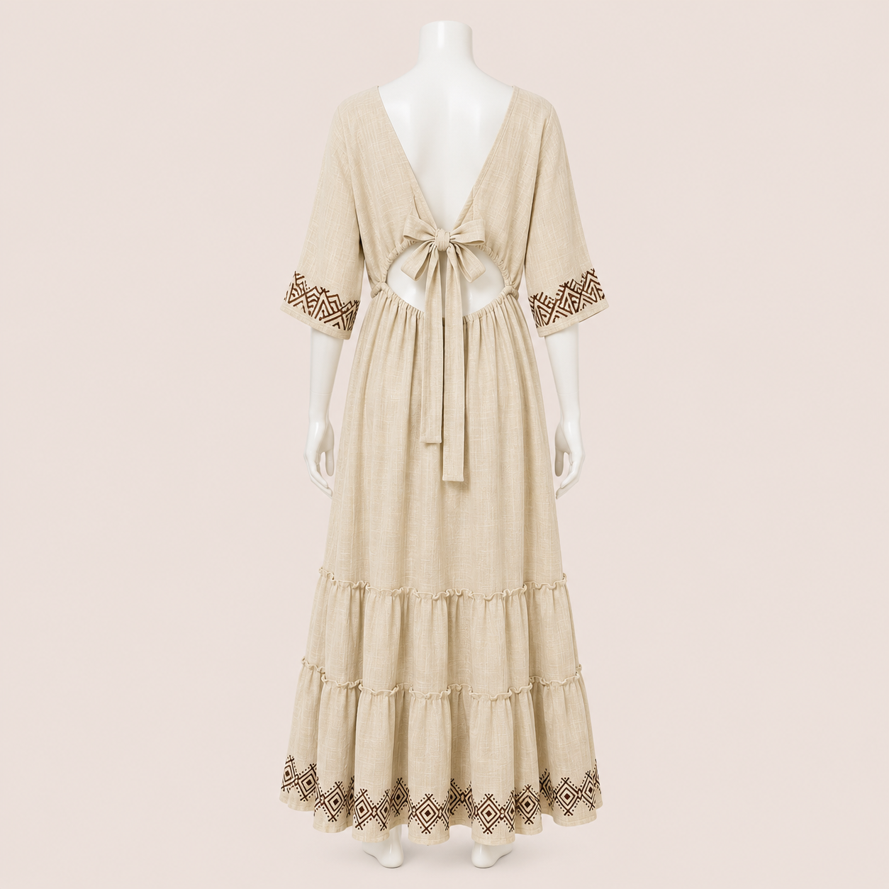 Women Tiered Embroidered Midi Dress