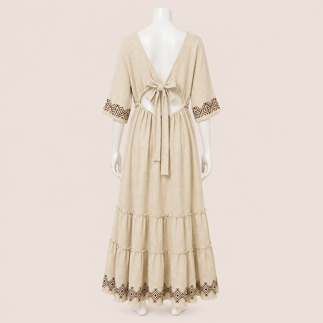 Women Tiered Embroidered Midi Dress