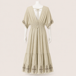 Load image into Gallery viewer, Women Tiered Back Tie Maxi Dress