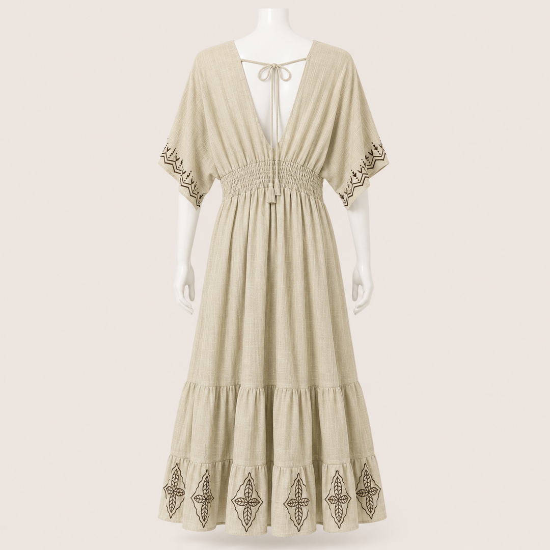 Women Tiered Back Tie Maxi Dress