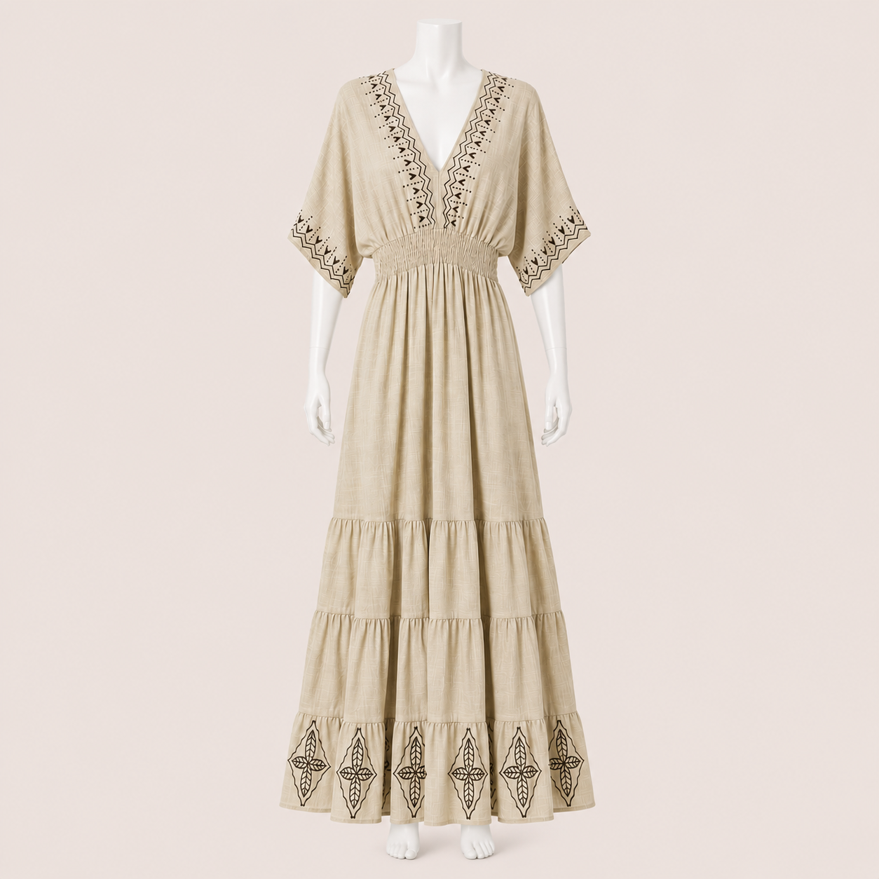 Tiered Back Tie Maxi Dress