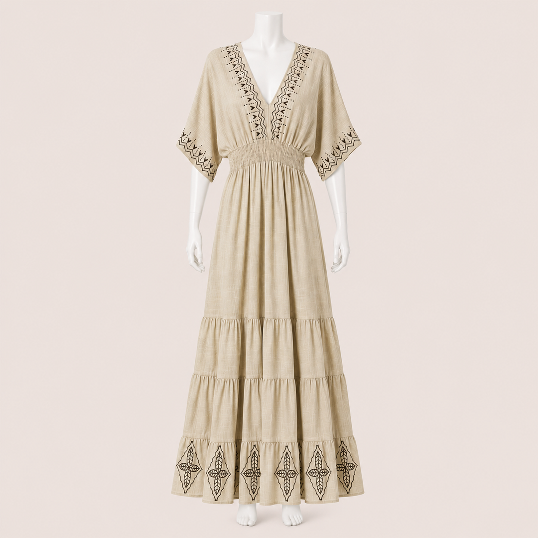 Women Tiered Back Tie Maxi Dress