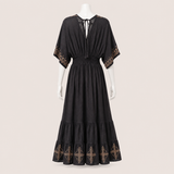 Women Tiered Back Tie Maxi Dress