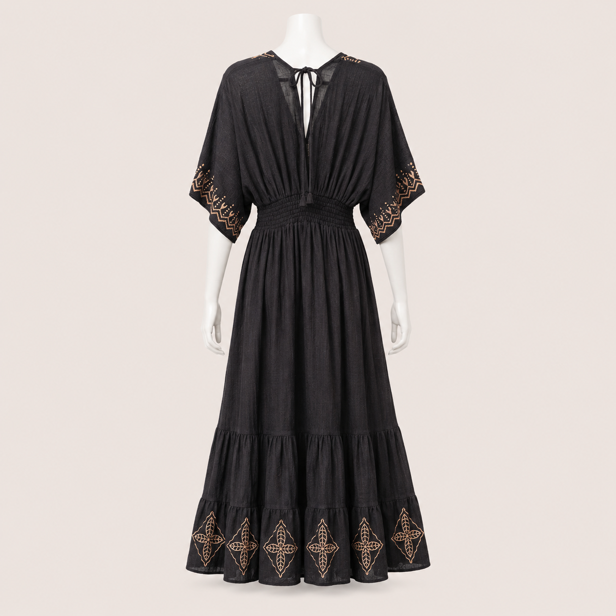 Women Tiered Back Tie Maxi Dress