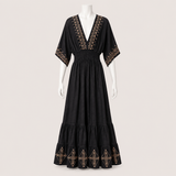 Women Tiered Back Tie Maxi Dress
