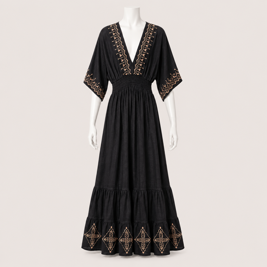 Women Tiered Back Tie Maxi Dress