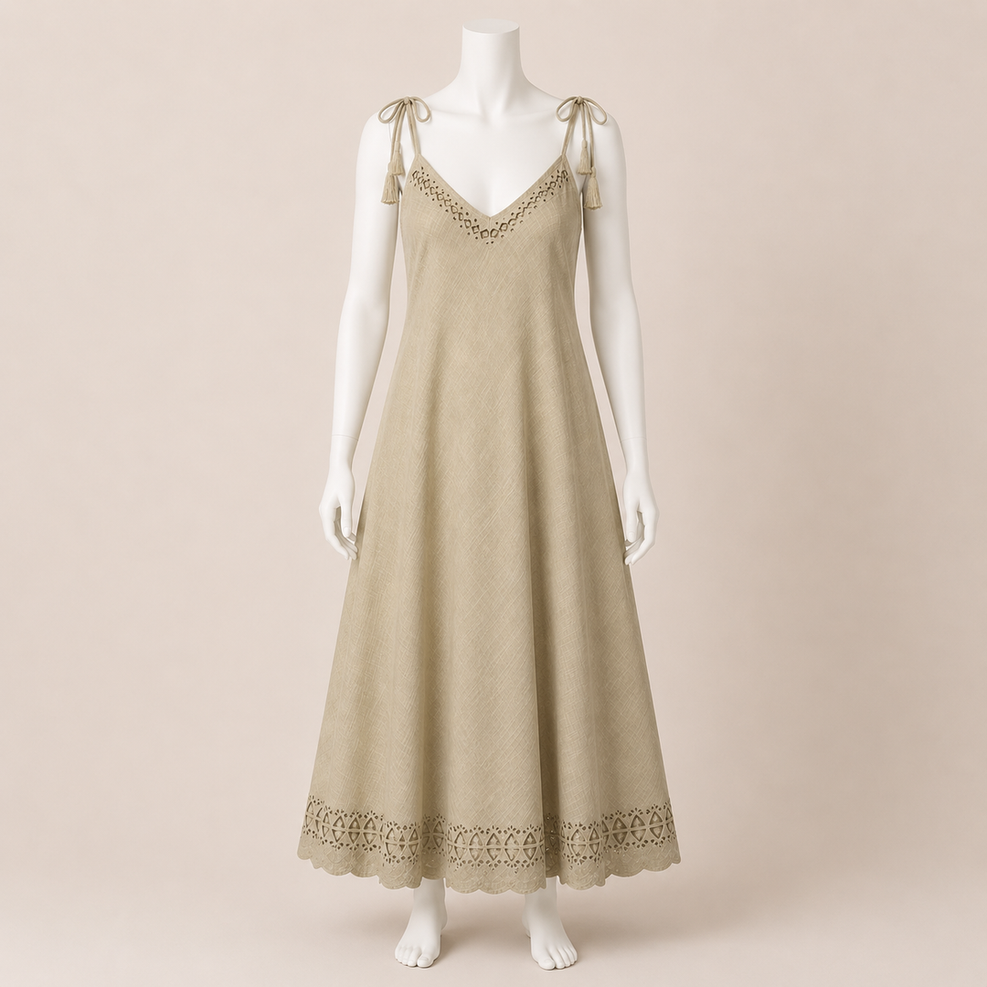 Tie Strap Cutwork Dress
