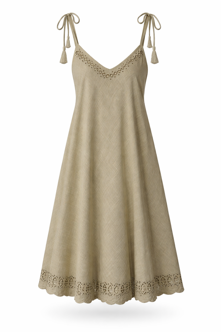 Tie Strap Cutwork Dress