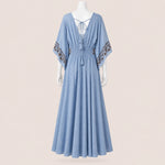 Load image into Gallery viewer, Women Wide Sleeve Drawstring Maxi Dress