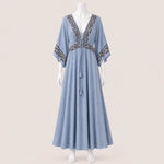 Load image into Gallery viewer, Women Wide Sleeve Drawstring Maxi Dress