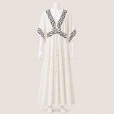Women Wide Sleeve Drawstring Maxi Dress