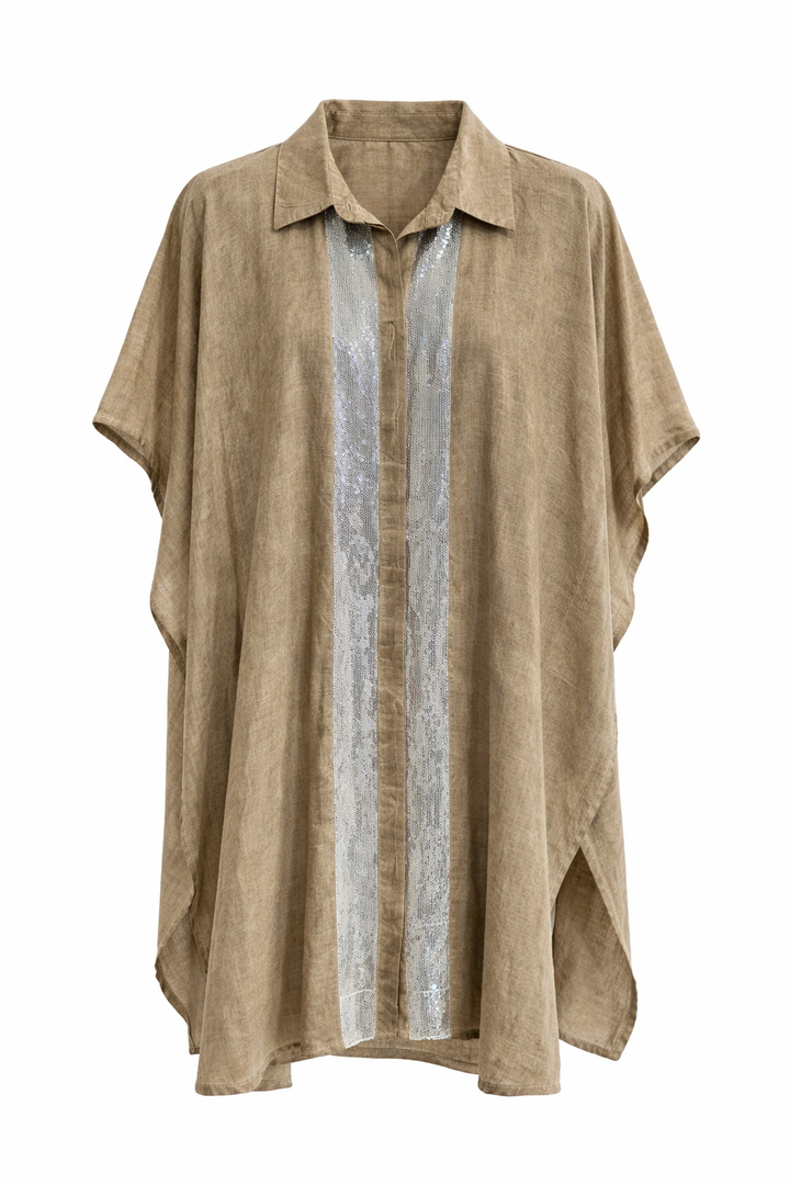 Contrast Panel Oversized Shirt
