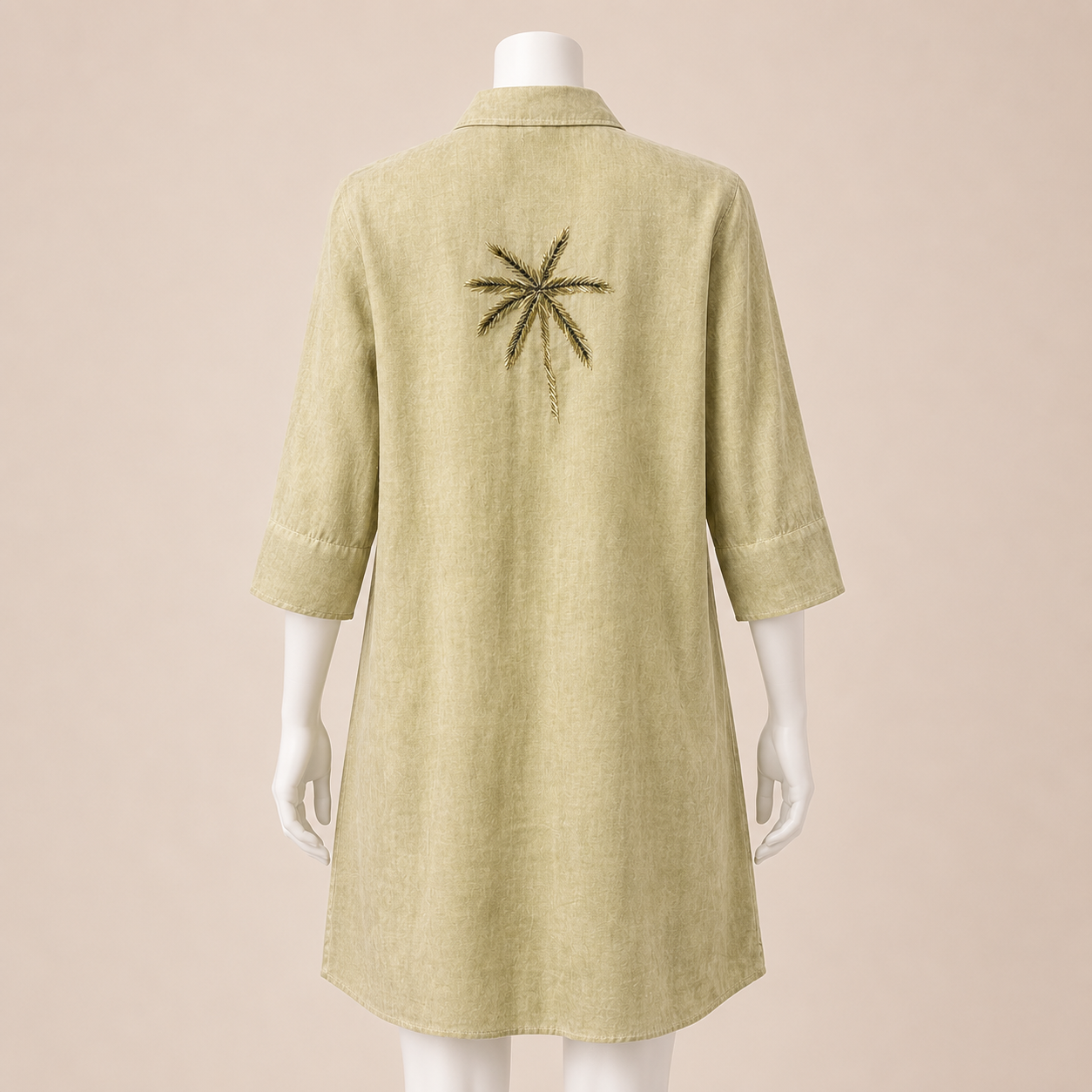 Back Palm Shirt Dress
