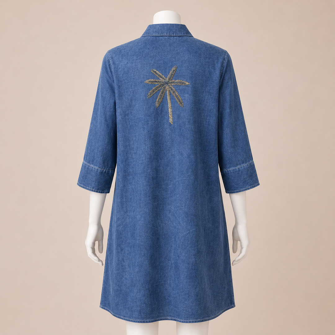 Back Palm Shirt Dress