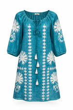Load image into Gallery viewer, Embroidered Tie Neck Dress