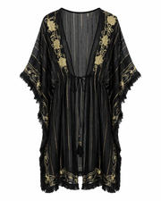 Fringe Trim Tie Front Kaftan