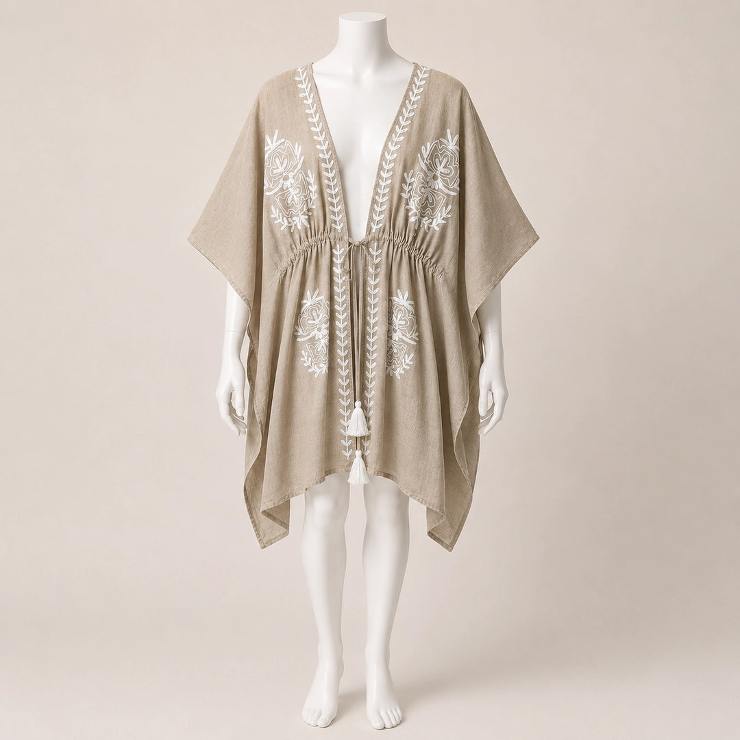 Embroidered Poncho Cover Up