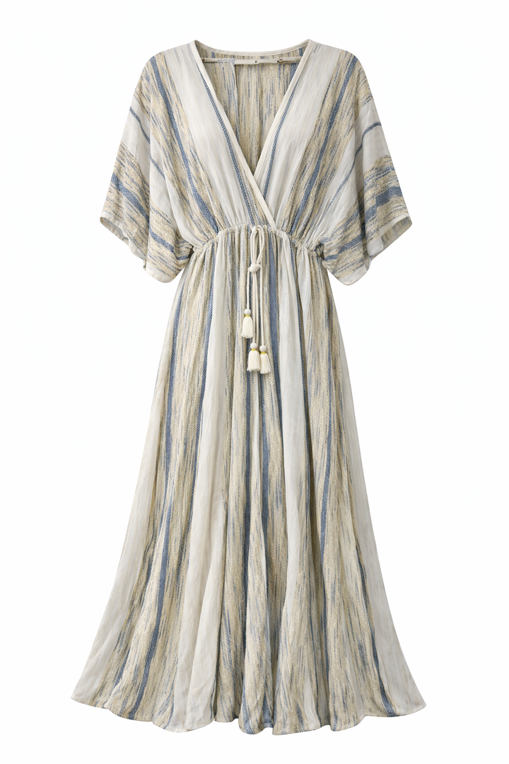 Stripe Wrap Maxi Dress