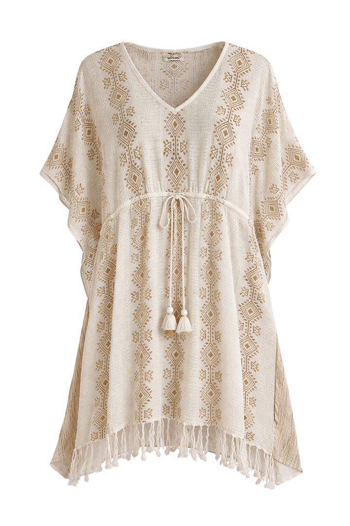 V Neck Fringe Kaftan