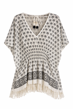 Load image into Gallery viewer, Fringe Trim Printed Poncho