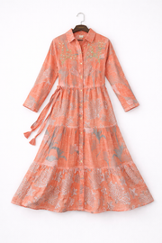 Coral Printed Shirt Dress