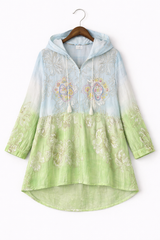 Printed Hooded Zip Top