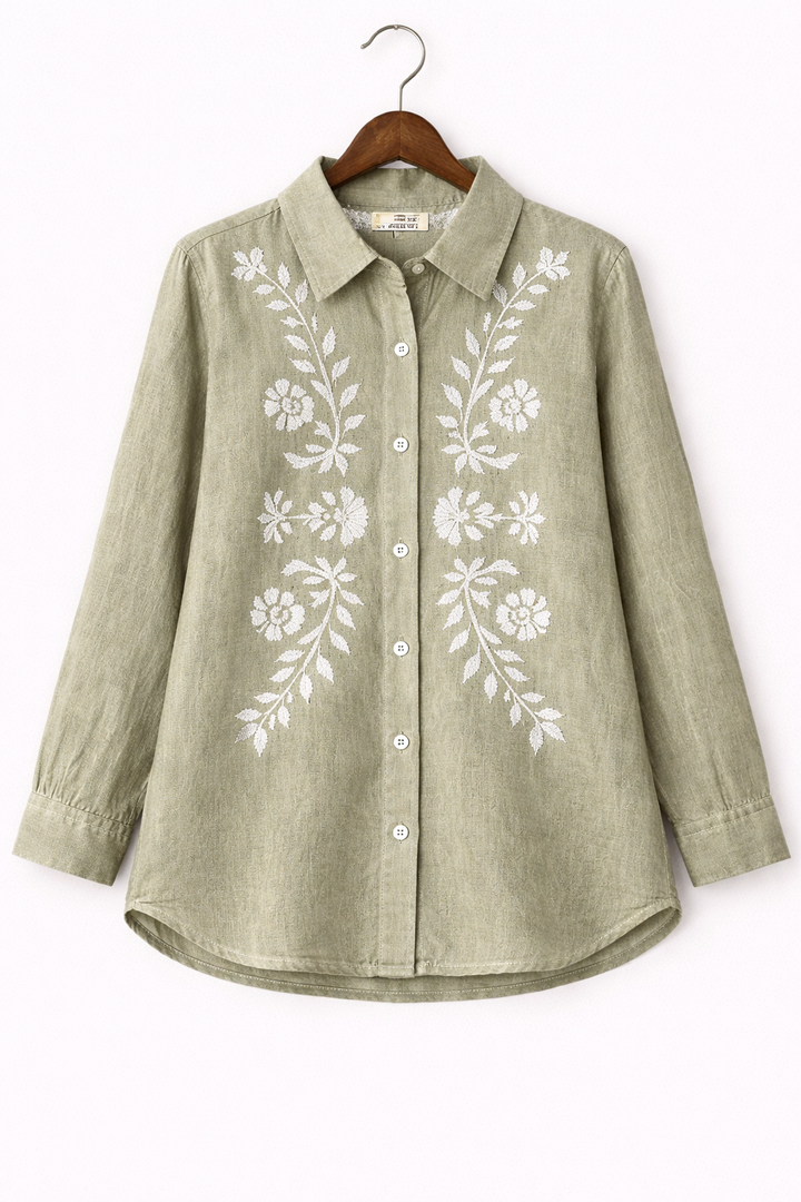 Embroidered Front Linen Shirt